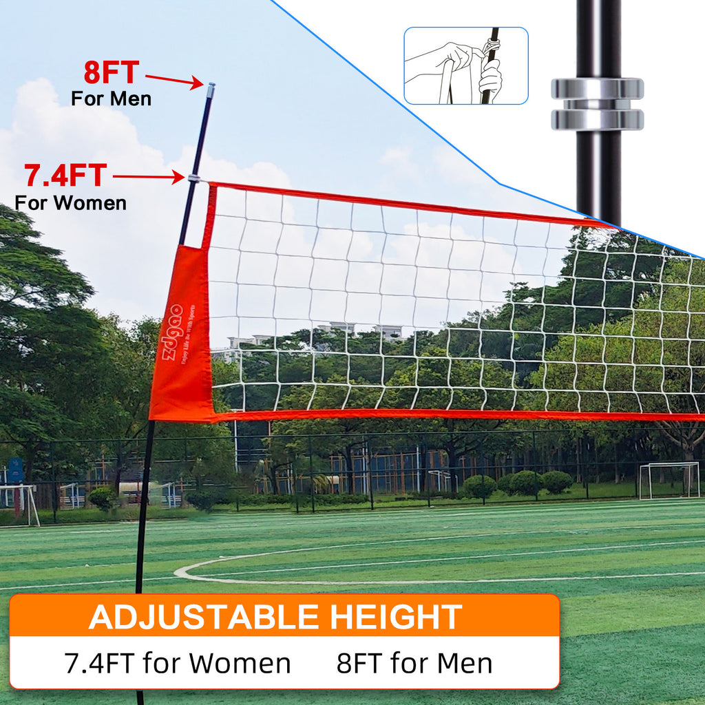 12FT/18FT Portable Volleyball Training Net for Hitting or Serving Drills, Outdoor & Indoor Freestanding Volleyball Practice Net with Height Adjustable, Volleyball, Carry Bag