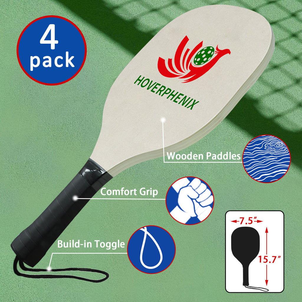 Pickleball Set with Net for Driveway, Portable Regulation Size Pickleball Net System with Paddle Set of 4, Outdoor Pickleballs, Carry Bag, Weather Resistant Metal Frame