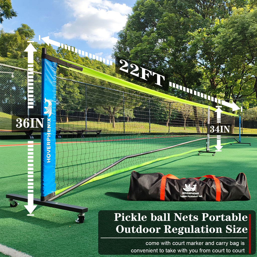 Pickleball Net Set with Regulation Size Pickleball Net, Pickleball Paddles Set of 4, 6 Outdoor Pickleballs and Carry Bag, Portable Pickle Ball Net System for Driveway, Home, Backyard