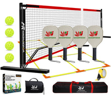 Load image into Gallery viewer, Pickleball Set with Net for Driveway, Portable Regulation Size Pickleball Net System with Paddle Set of 4, Outdoor Pickleballs, Carry Bag, Weather Resistant Metal Frame