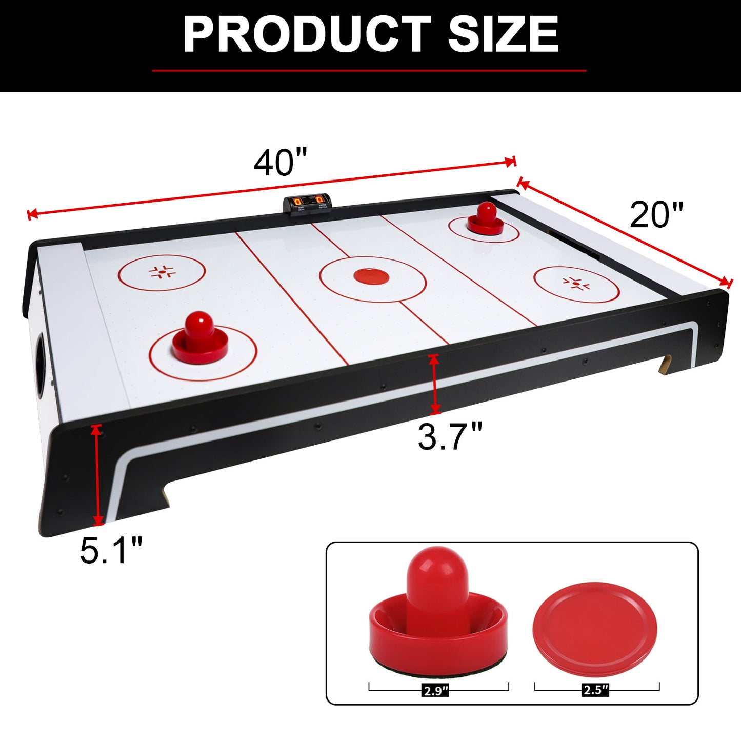 Air Hockey Table for Kids | Tabletop Air Hockey for Children, Girls, Boys, Teens with Air Hockey Pucks and Paddles, Electronic Fans