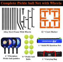 Load image into Gallery viewer, Pickleball Net for Driveway, Portable Pickleball Set with Net and Paddle Set of 4, Outdoor Pickleballs, Carry Bag, Weather Resistant Metal Frame