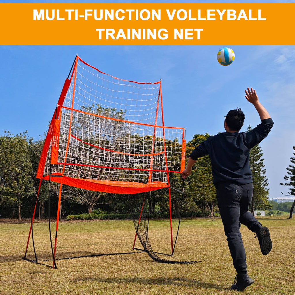 Zdgao Volleyball Training Net - Adjustable 11 x 8 FT Volleyball Practice Equipment For Indoor Outdoor | Great For Serving And Dunking Drills | Portable Wheeled Carry Bag And Volleyball & Easy Assembly