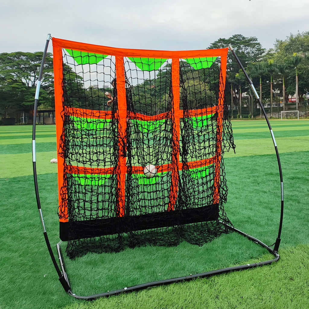 9 Hole Pitching Net for Baseball and Softball | Pitcher Training Net with Strike Zone Indoor Outdoor for Teens, Adults, Portable Pitching Training Equipment with Carry Bag