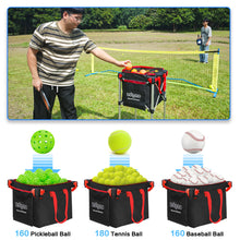 Load image into Gallery viewer, Zdgao Pickleball Tennis Ball Hopper-Foldable Lightweight Tennis Ball Basket Holds 180 Tennis with Removable Bag,Wheel,Side Pocket for Training/Teaching, for Tennis/Baseball/Softball/Pickleball