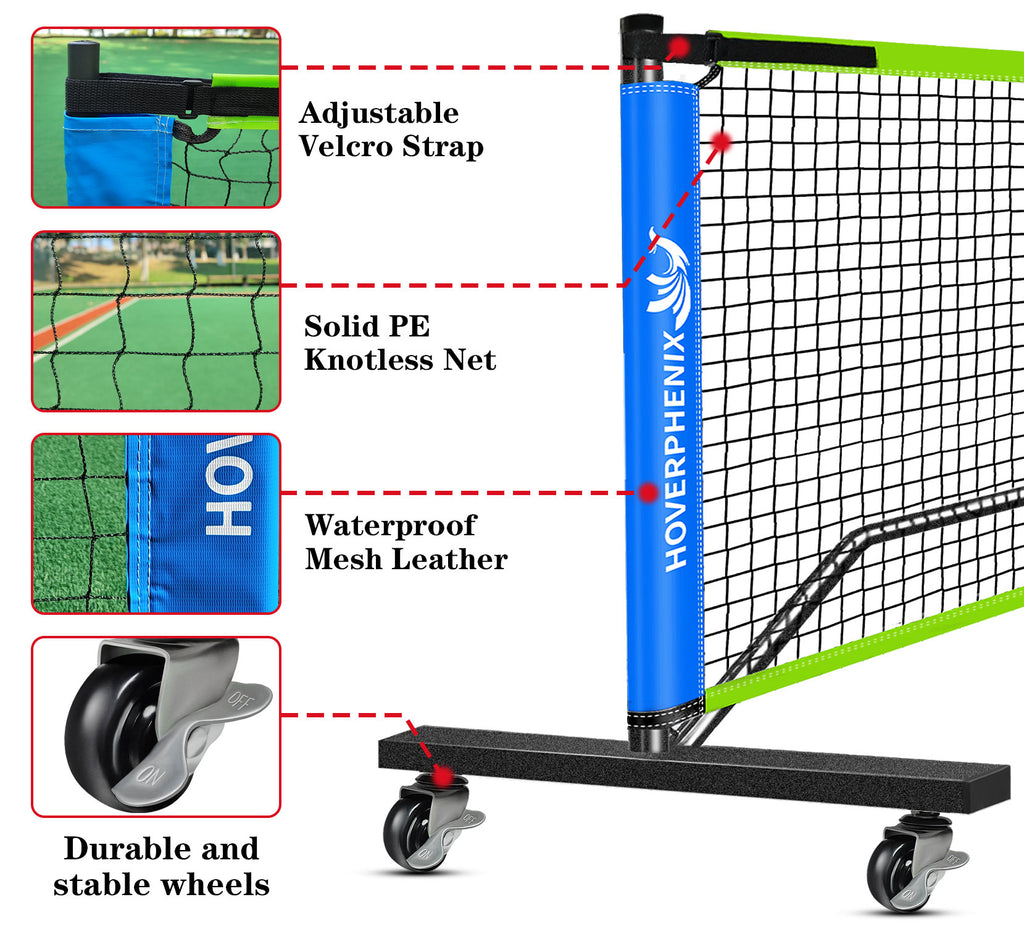 Pickleball Net for Driveway, Portable Pickleball Set with Net and Paddle Set of 4, Outdoor Pickleballs, Carry Bag, Weather Resistant Metal Frame