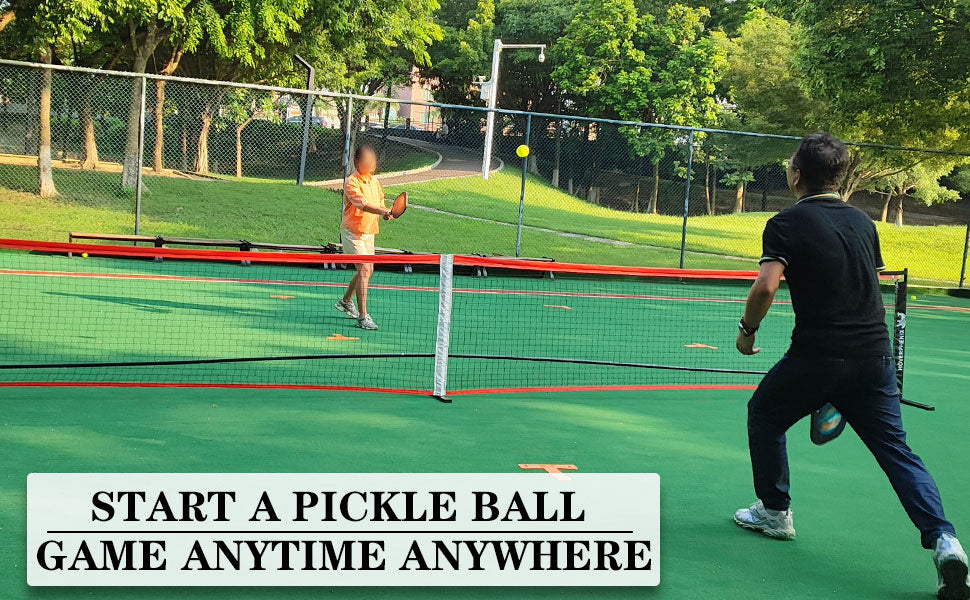 Pickleball Net for Driveway, 22 FT Regulation Size Pickleball Set with Net and Fiberglass Paddles Set of 4, Outdoor Pickleballs and Carry Bag