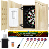 Dart Board Cabinet Set with 18 Inch Bristle Dartboard, Darts Holder Wall Mounted, Darts Throw Line, and Ready-to-Play Bundle with Steel Tip Darts Set