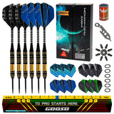 GOOSO Professional Steel Tip Darts Set 18g with 12pcs Dart Flights + Dart Sharpener + Magnetic Case + Darts Tool (6 Pack)