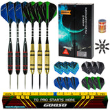 GOOSO Professional Steel Tip Darts Set 22g with 12pcs Dart Flights + Dart Sharpener + Magnetic Case + Darts Tool (6 Pack)