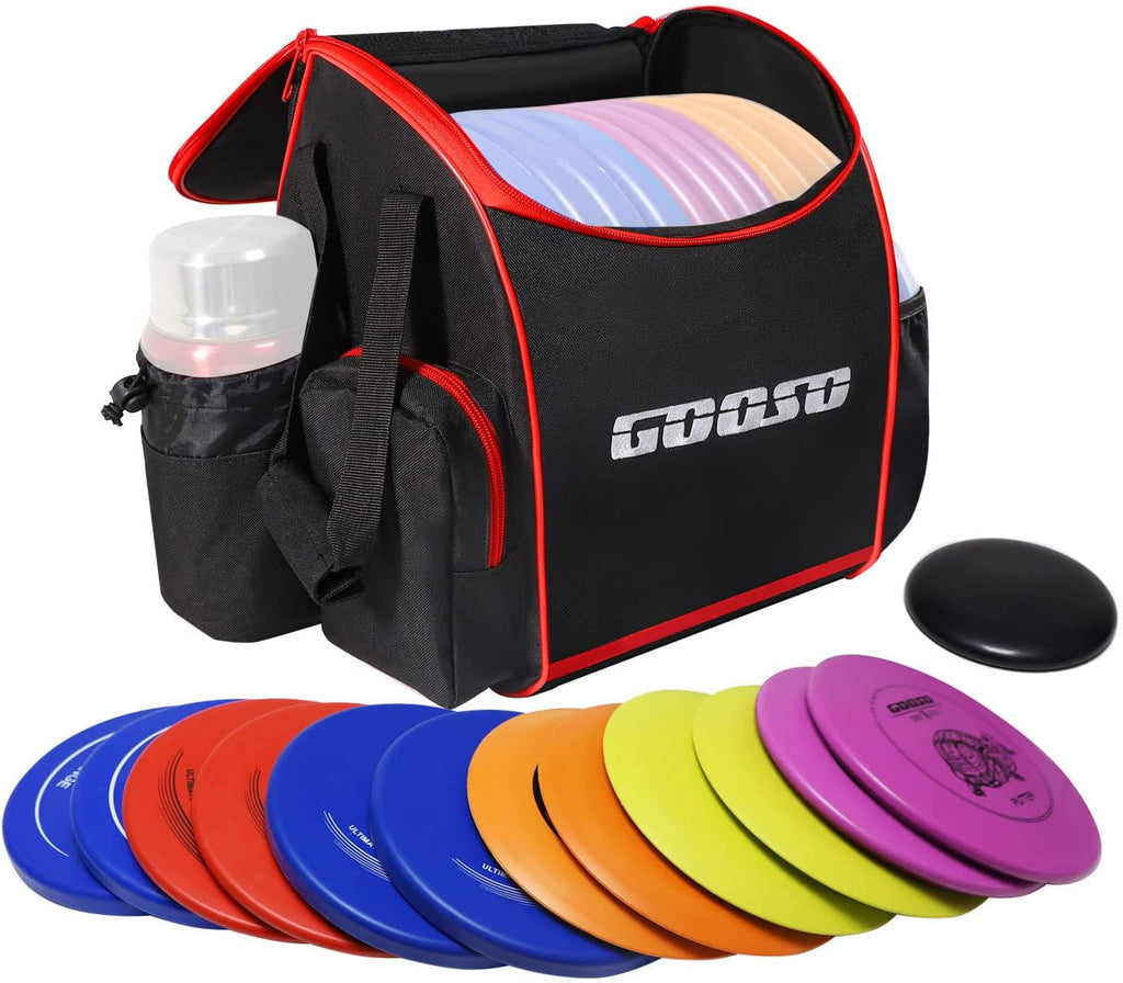 Disc Golf Set with Bag - 12 PCS Flying Disc Golf Discs for Beginner with Putter, Midrange, Driver | Portable Disc Golf Backpack Holds 28+ Discs Free Stand Bag Design for Convenient Use