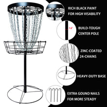 Load image into Gallery viewer, Disc Golf Basket with Discs | Heavy Duty 24-Chains Disc Golf Course Basket with 6pcs Disc Golf Discs and Carry Bag