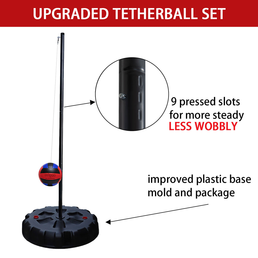 Portable Tetherball Set with Base | Tether Ball and Rope with Poles for Backyard, One More Tetherball Ball for Replacement