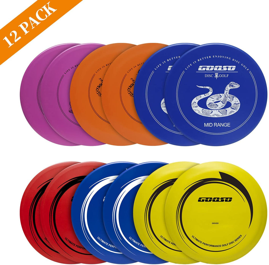 Disc Golf Set with Bag - 12 PCS Flying Disc Golf Discs for Beginner with Putter, Midrange, Driver | Portable Disc Golf Backpack Holds 28+ Discs Free Stand Bag Design for Convenient Use