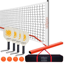 Load image into Gallery viewer, Portable Pickleball Net Set with 4 Pickleball Paddles, Official Size Pickleball Net, 4 Outdoor Pickleballs and Carry Bag, Weather Resistance Strong Steel Frame