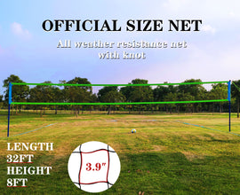 Volleyball Net Outdoor - Professional Volleyball Set with Height Adjustable Aluminum Poles and Anti-Sag System, Boundary Line, Volleyball and Pump