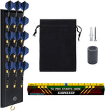 Wall Mounted Darts Holder Displaying 15pcs Steel Tip or Soft Tip Darts | Dart Caddy for Wall with Metal Hook, Come with Darts Throw Line Marker, Accessory Bag, and Darts Sharpener