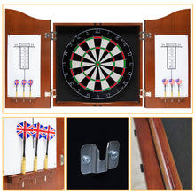 Load image into Gallery viewer, Dart Board Cabinet Set with 18 Inch Bristle Dartboard, Darts Holder Wall Mounted, Darts Throw Line, and Ready-to-Play Bundle with Steel Tip Darts Set