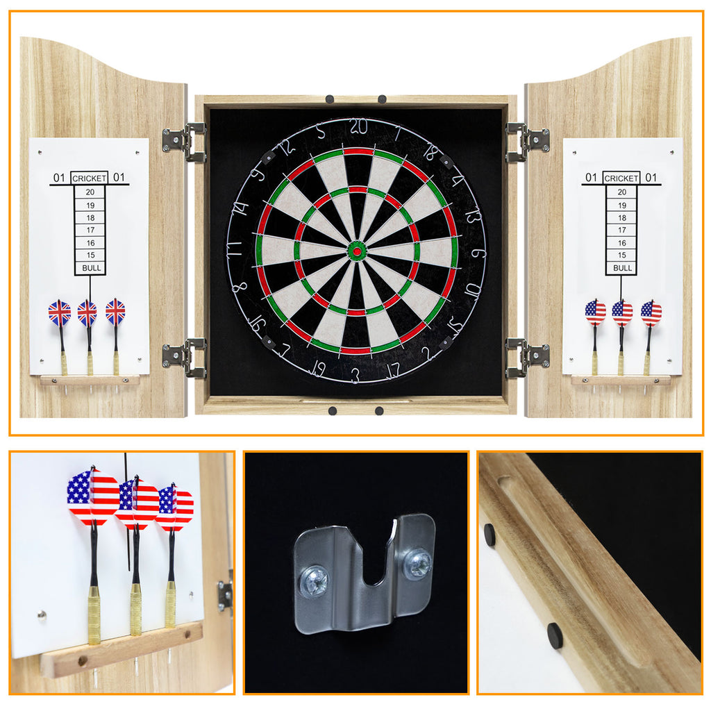 Dart Board Cabinet Set with 18 Inch Bristle Dartboard, Darts Holder Wa –  Zdgao