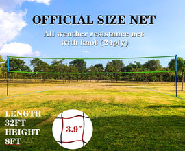 Zdgao Volleyball Net Outdoor - Portable Volleyball Set for Backyard with Professional Volleyball Net, Wrap Yarn Volleyball and Pump, Boundary Line, Carry Bag