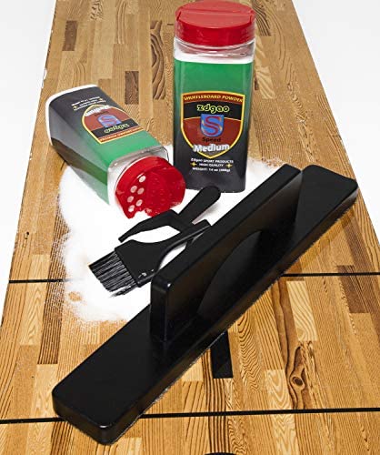 Shuffleboard Wax& Brush Set- Including 2 Cans of Shuffleboard Sand, Powder + 1 Hardwood Brush + Mini Dustpan +Mini Broom