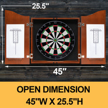 Load image into Gallery viewer, Dart Board Cabinet Set with 18 Inch Bristle Dartboard, Darts Holder Wall Mounted, Darts Throw Line, and Ready-to-Play Bundle with Steel Tip Darts Set