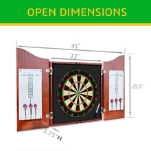 Load image into Gallery viewer, Dart Board Set -Solid Wooden Cabinet + 17inch Bristle Dartboard + 24g Darts Metal Tip Set + Scoreboard and Marker, Classical Dart Boards for Adults Bundle