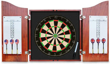 Load image into Gallery viewer, Dart Board Set -Solid Wooden Cabinet + 17inch Bristle Dartboard + 24g Darts Metal Tip Set + Scoreboard and Marker, Classical Dart Boards for Adults Bundle