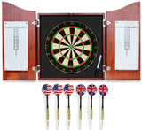 Dart Board Set -Solid Wooden Cabinet + 17inch Bristle Dartboard + 24g Darts Metal Tip Set + Scoreboard and Marker, Classical Dart Boards for Adults Bundle