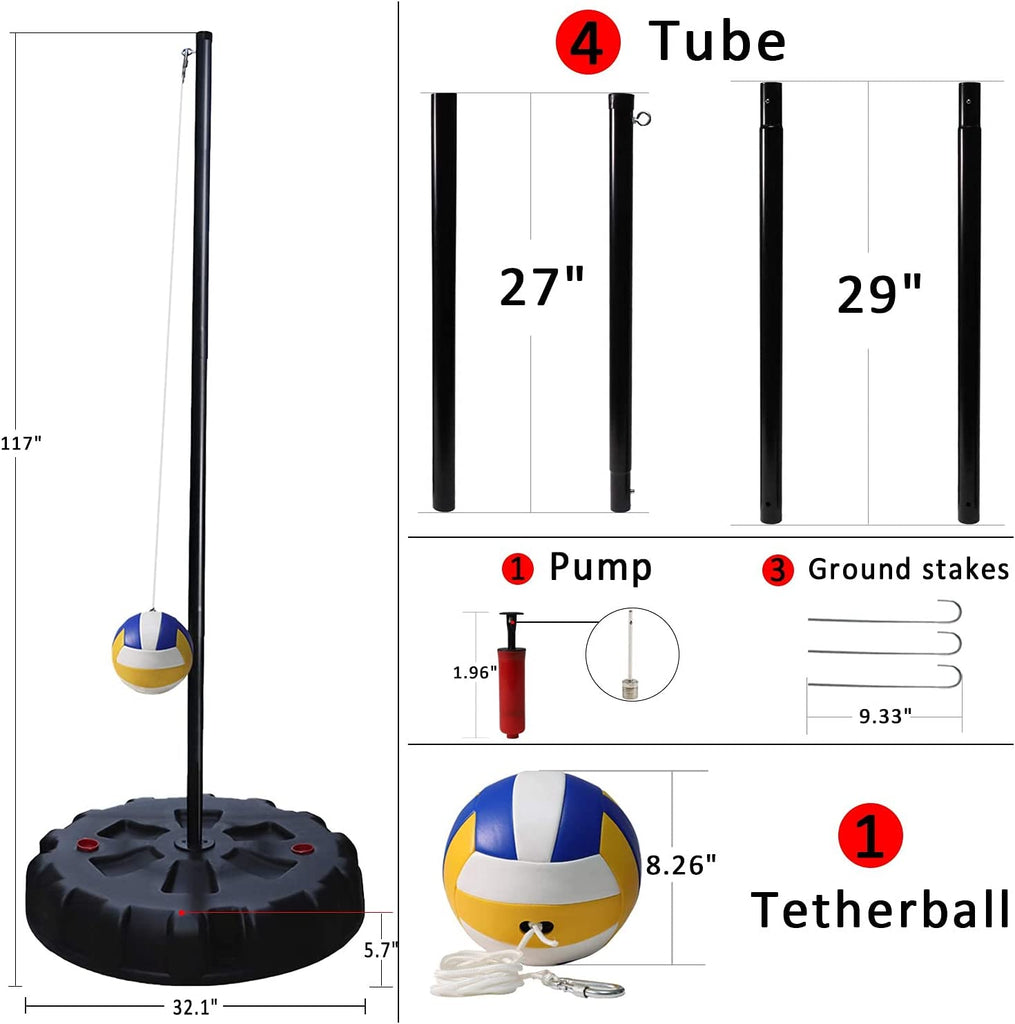 Zdgao Portable Tetherball Set with Tetherball Ball, Rope, Pole, and Base Outdoor Tetherball Set for Backyard and Family Fun (Style 2)