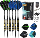 Professional Steel Tip Darts with Brass Barrel Darts+ Aluminum Shafts, Rubber O'Rings, and Extra Flights + Dart Sharpener + Innovative Case Tool+ Extra O'Rings