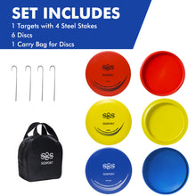 Load image into Gallery viewer, Disc Golf Basket with Discs | Heavy Duty 24-Chains Disc Golf Course Basket with 6pcs Disc Golf Discs and Carry Bag