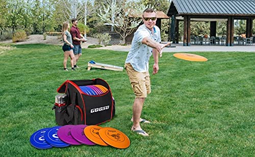 Disc Golf Set with Bag - 12 PCS Flying Disc Golf Discs for Beginner with Putter, Midrange, Driver | Portable Disc Golf Backpack Holds 28+ Discs Free Stand Bag Design for Convenient Use